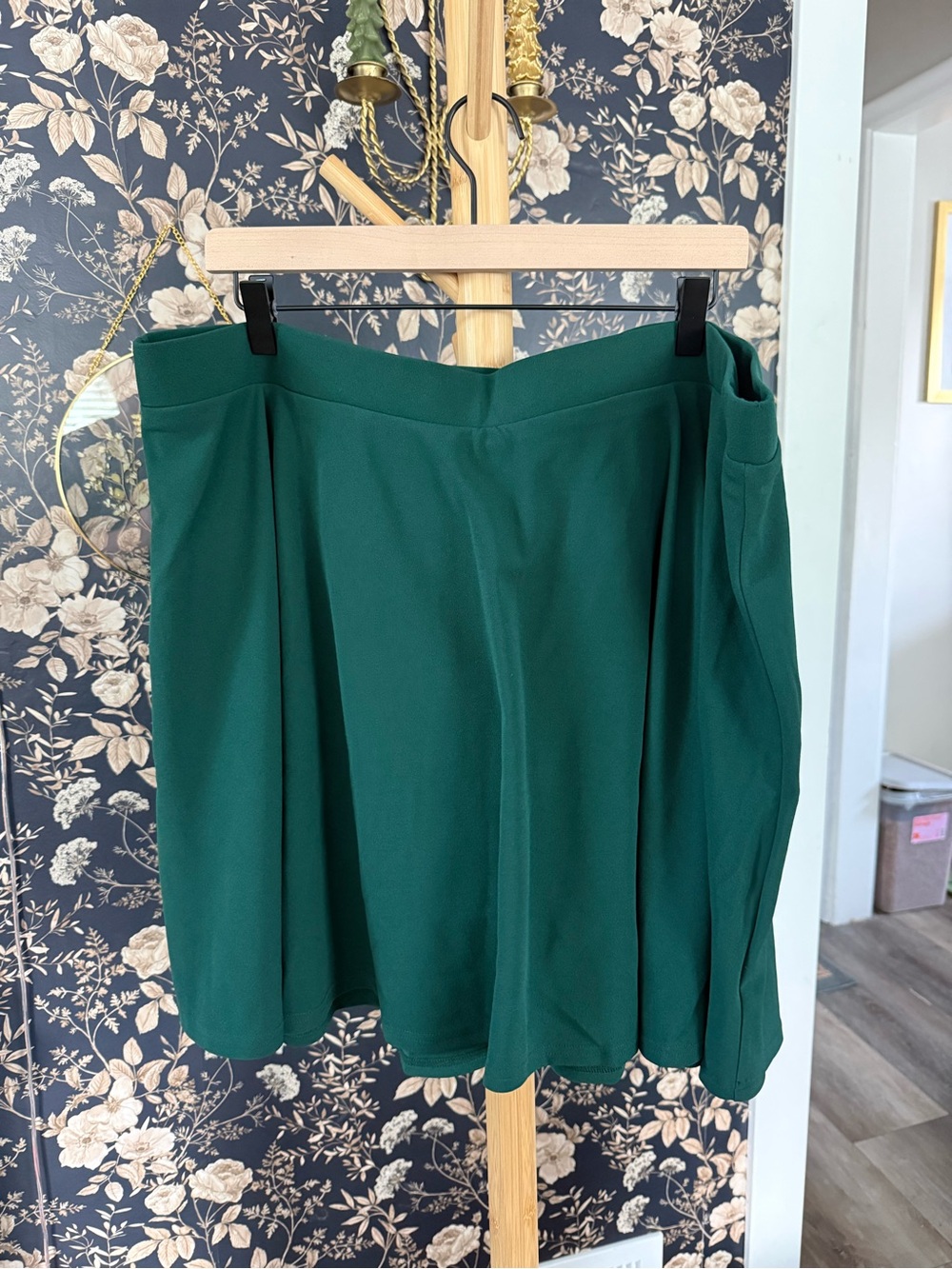 Green A-Line Skirt w/ Built-in Shorts